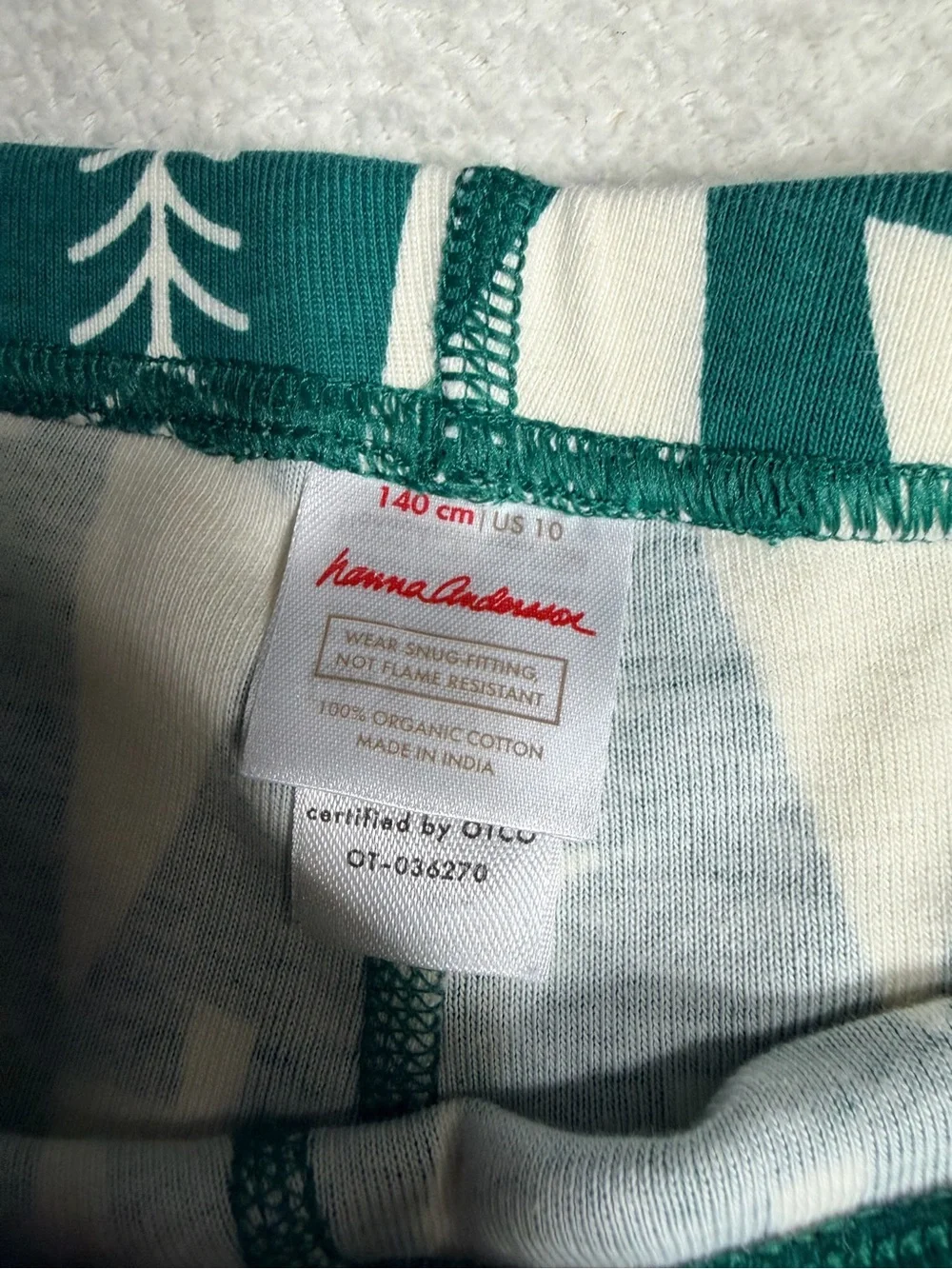 Hanna Andersson Happy Trees On Green Pajama Set | Size 10